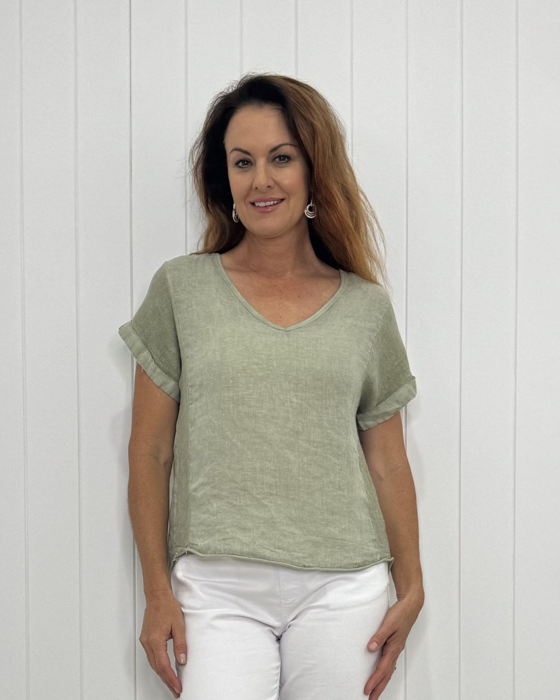 Verona V-Neck Linen Tee