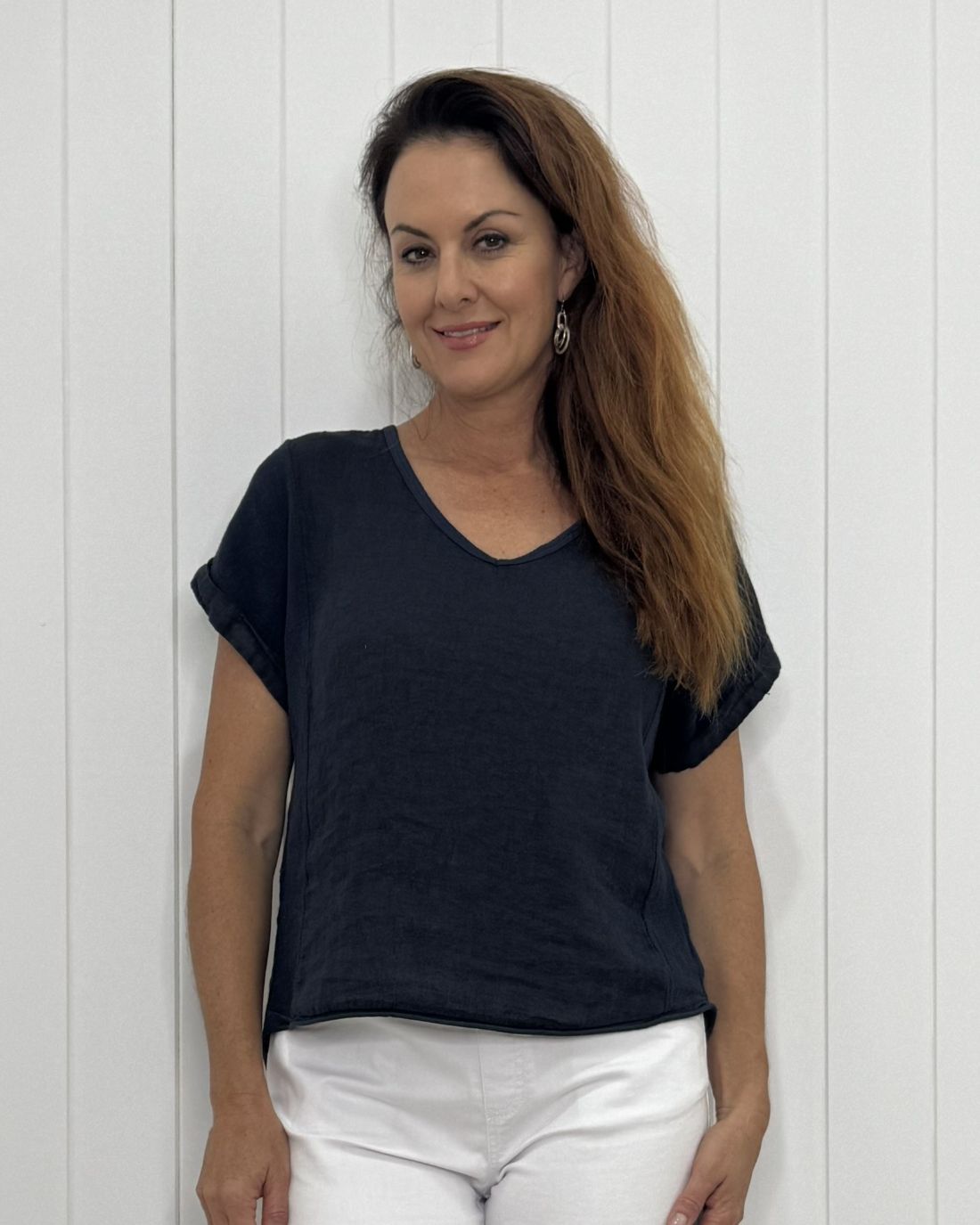 Verona V-Neck Linen Tee