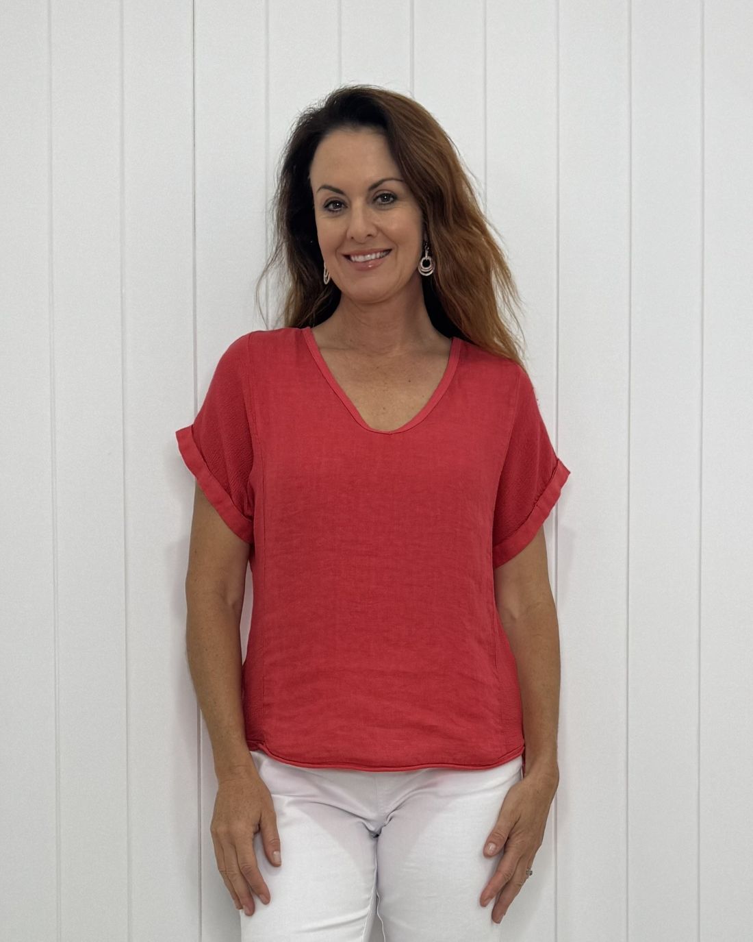Verona V-Neck Linen Tee