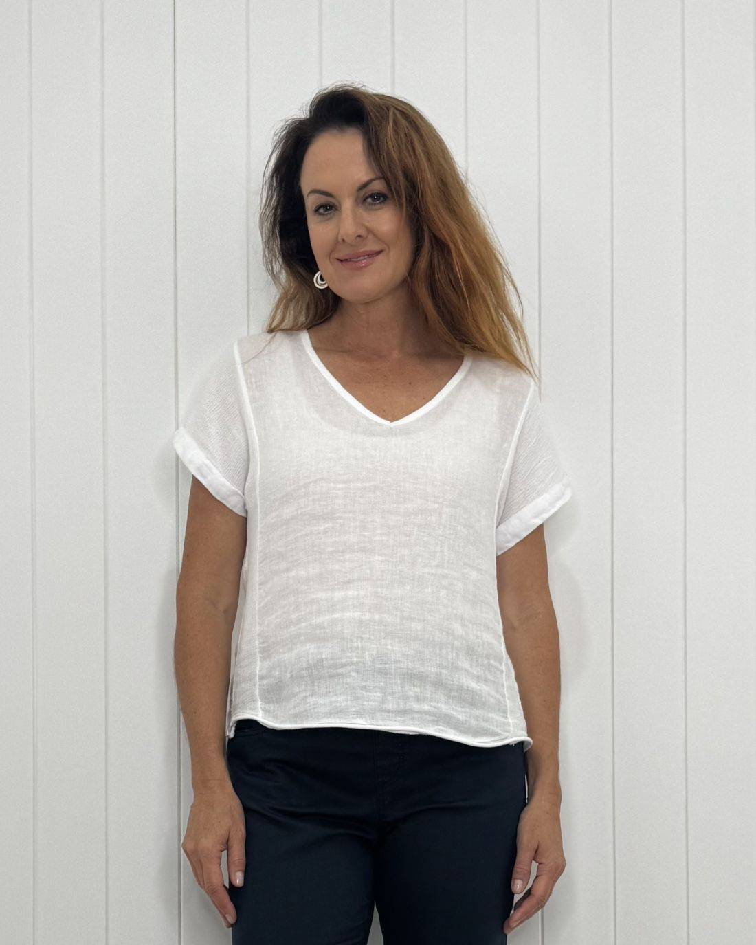 Verona V-Neck Linen Tee
