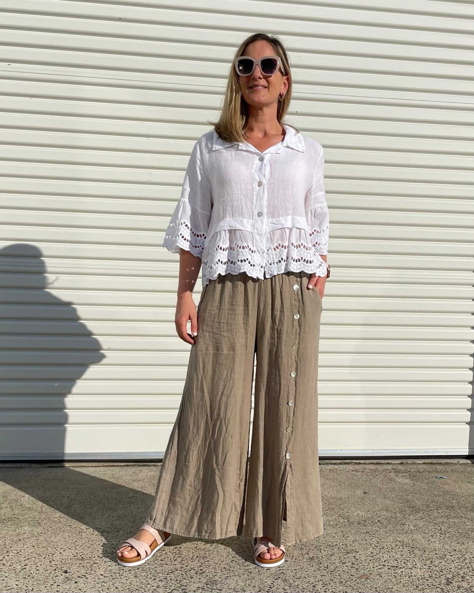 Button Down Palazzo Pant