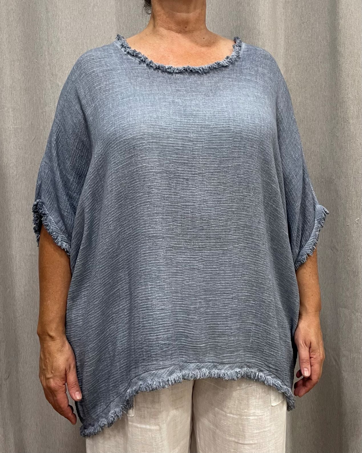 Bootylicious Frayed Hem Cotton Weave Top