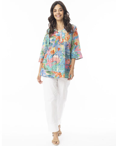 Malvinas Pleated V-Neck Top