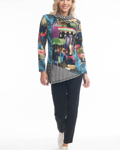 Madam Butterfly Asymmetric Tunic With Cowl Neck