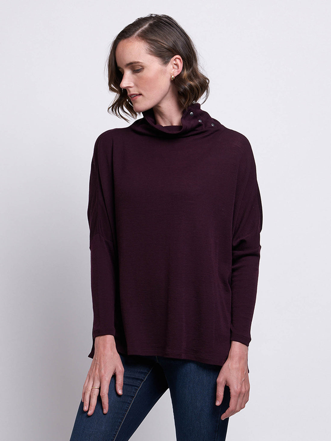 Plum burgundy sweater cute neck