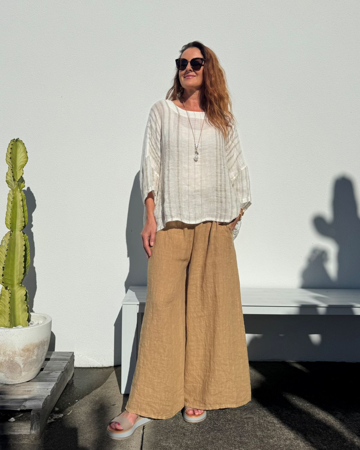 Shirred Waist Palazzo Pant