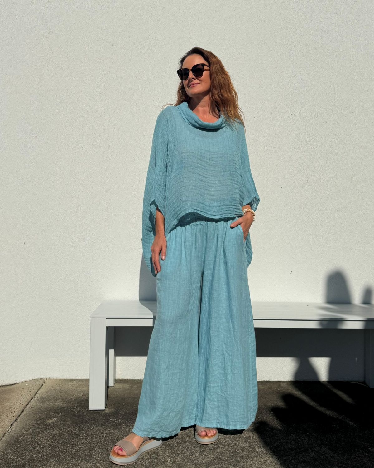 Shirred Waist Palazzo Pant