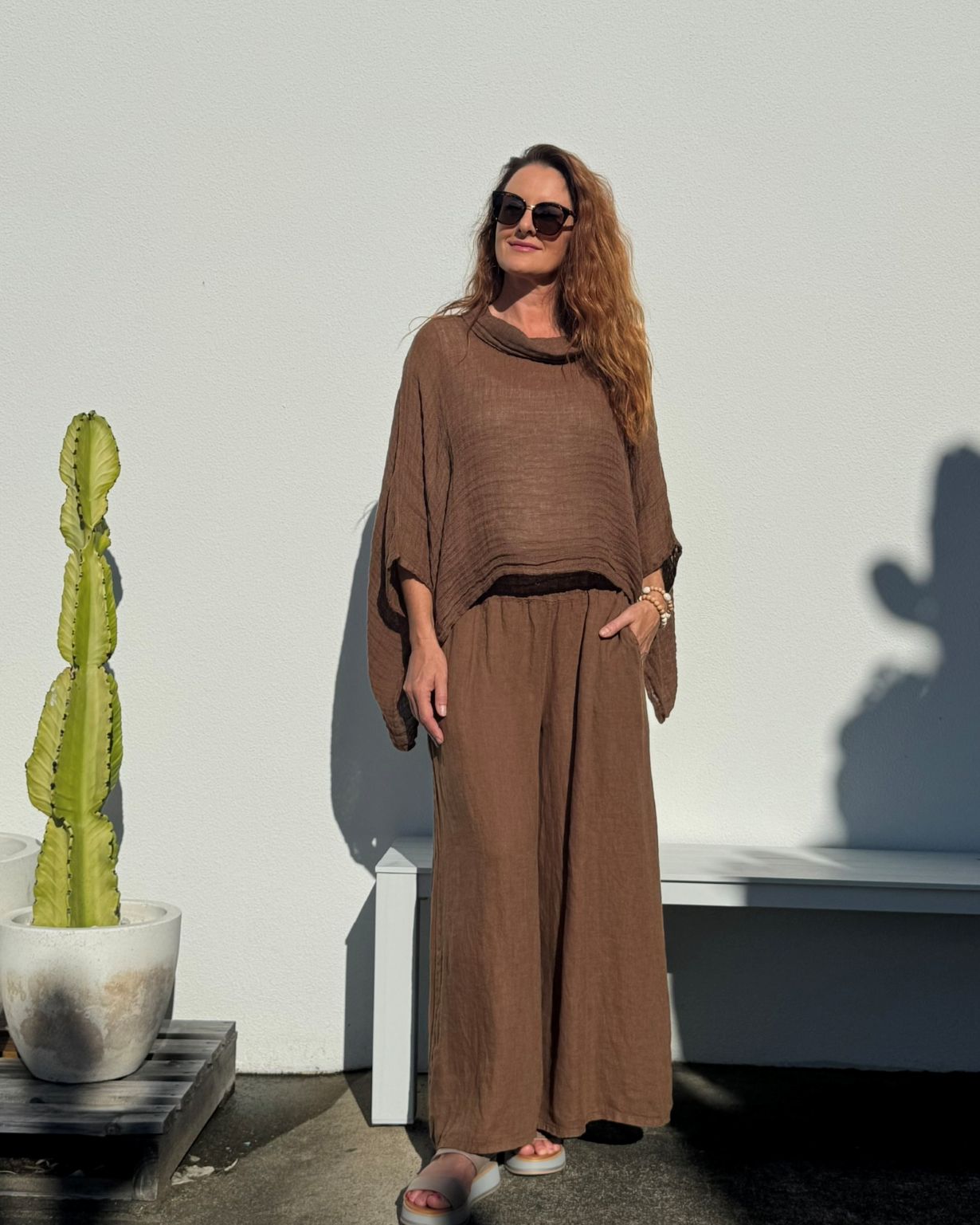 Shirred Waist Palazzo Pant