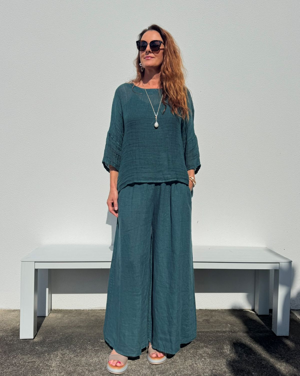 Shirred Waist Palazzo Pant