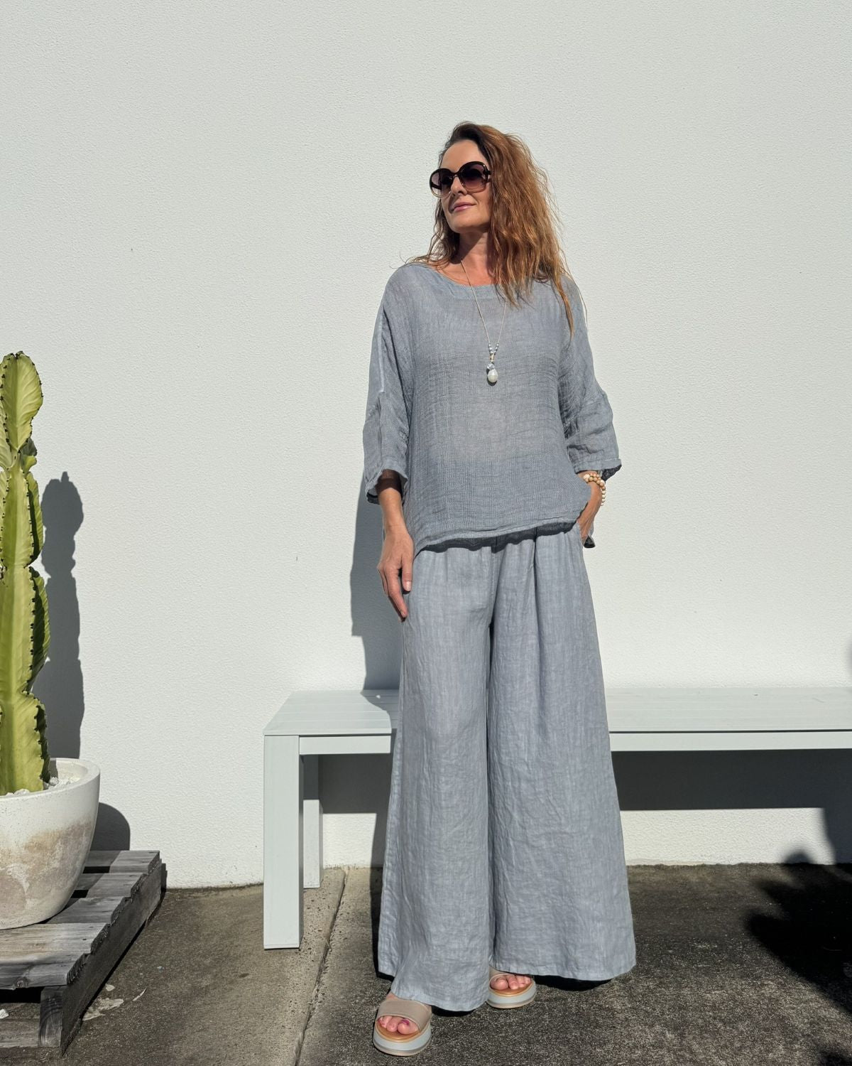 Shirred Waist Palazzo Pant