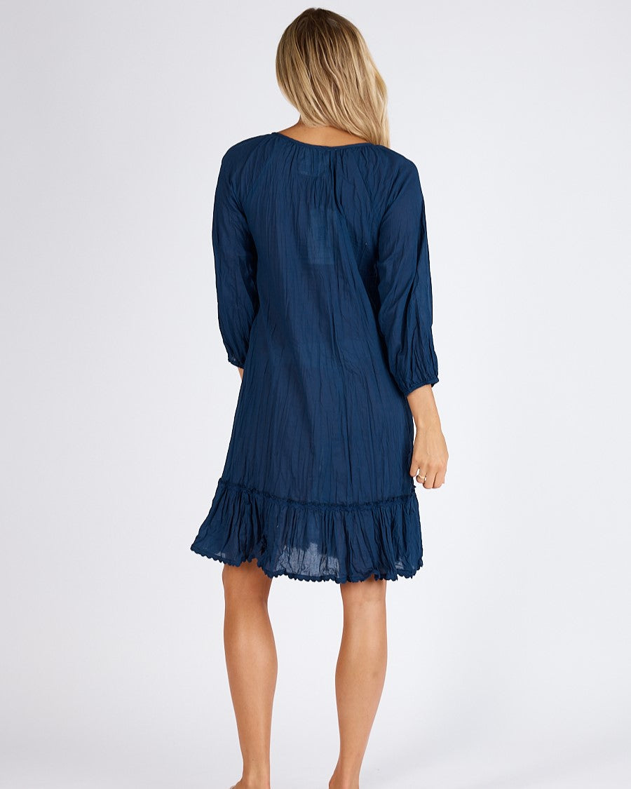 Salem Shirred Dress Navy